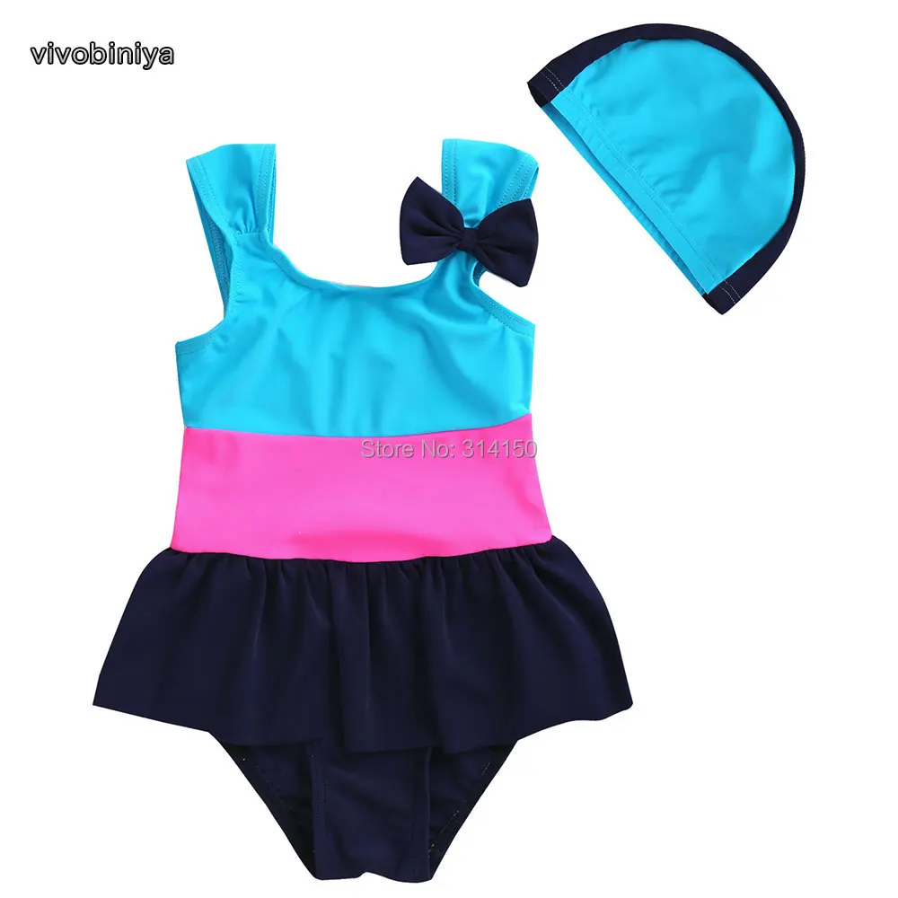 VIVOBINIYA Free shipping Children swimwear baby girl Bow tie swimsuit