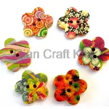 400 шт. Смешанная окрашенные Цветочный Подсолнечника деревянные пуговицы 2 отверстия экологически чистой древесины Вышивание Кнопка Скрапбукинг 19 мм