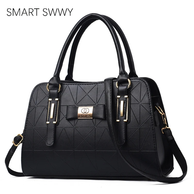 

2019 Luxury Brand PU Leather Women Crossbody Bags Metal Decor Boston Handbags Ladies Shoulder Messenger Bag Female Purses Tote
