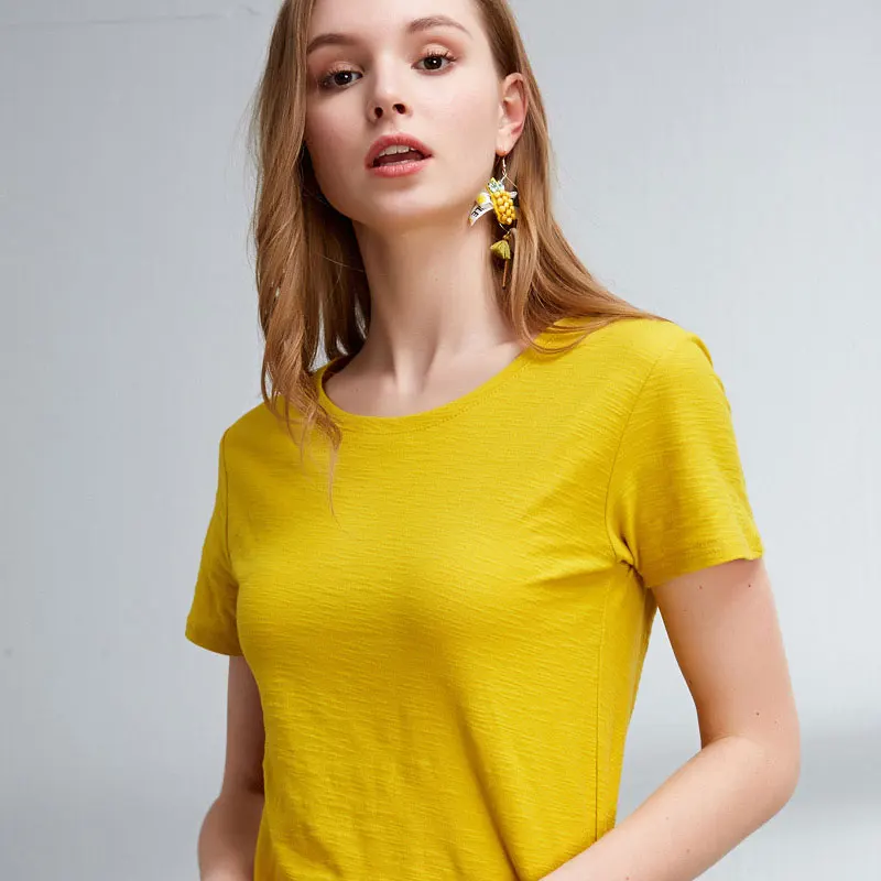 

S-XXXL New Women's Cotton Tees Summer 2019 Casual All-match Solid Color Short Sleeve Loose Cotton T-shirt Tops