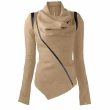 Women Jacket Coat Solid Color Girls Casual Sweatshirt Long Sleeves Zipper Turtleneck Warm Coat Irregualr Jackets
