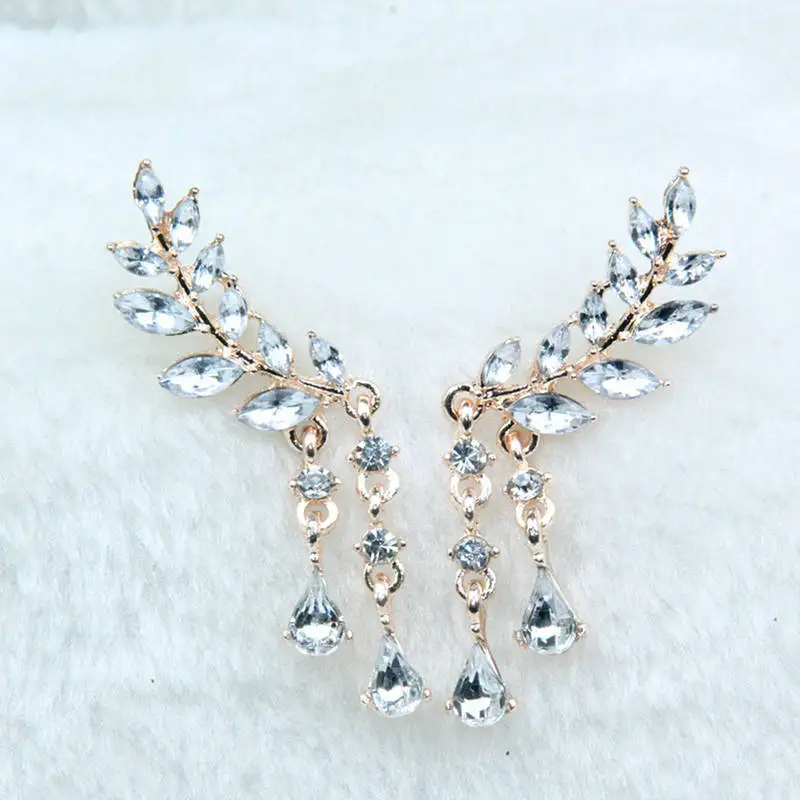 

2019 Women's Angel Wings Rhinestone Earrings Inlaid Jewelry Alloy Ear Party Gothic Gradient Brincos Fashion