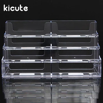 

Kicute Newest Desktop Business Card Holder 8 Pockets Stand Clear Transparent Acrylic Counter Display Stand Office Home Supplies
