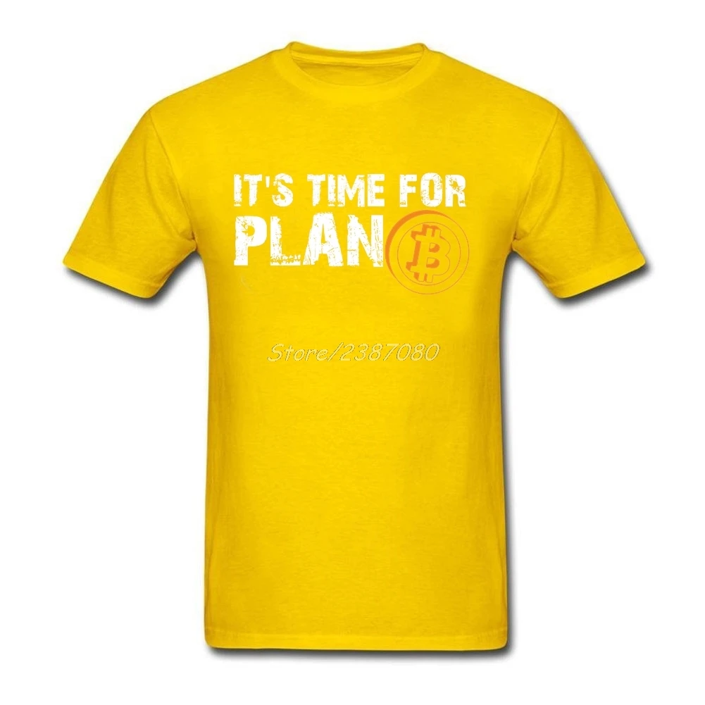 Time For Plan Биткоин BTC криптовалюта футболка с коротким рукавом на заказ футболки Pp Camiseta Хлопок Crewneck большой размер Мужская футболка - Цвет: Цвет: желтый