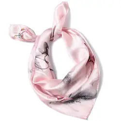 Натурального шелка Для женщин квадратный шарф шаль Цветочный принт Гладкий Малый Шарфы для женщин дамы бандана шелковый атлас Средства