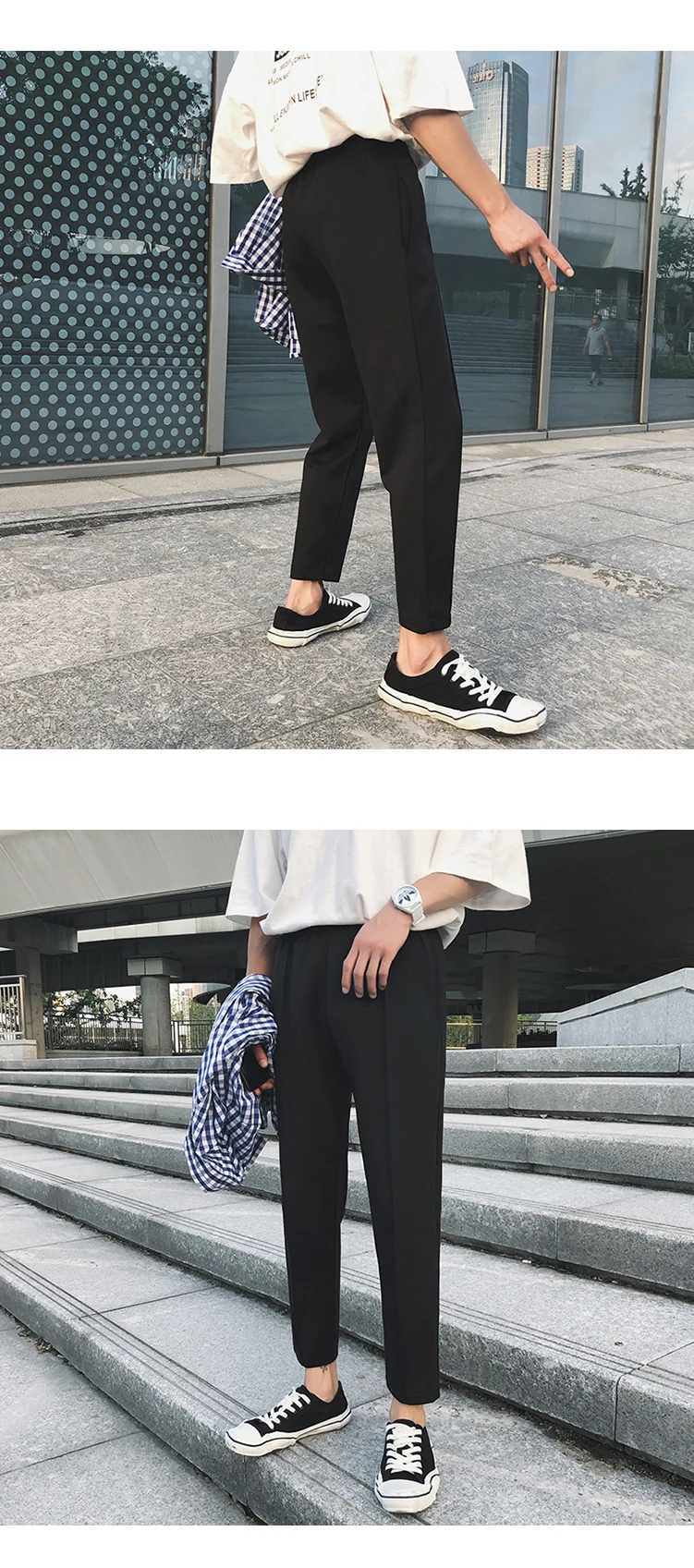 Весенние мужские модные трендовые мягкие хлопковые повседневные брюки белого/черного цвета узкие удобные брюки большие размеры M-3XL