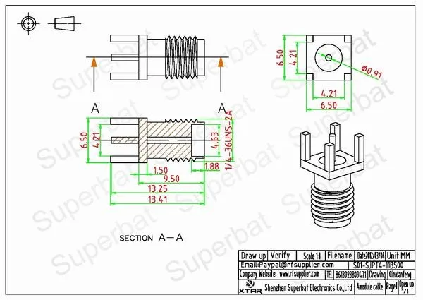 Superbat 10 шт. RF SMA разъем через отверстие гнездо женская вертикальная печатная монтажная плата