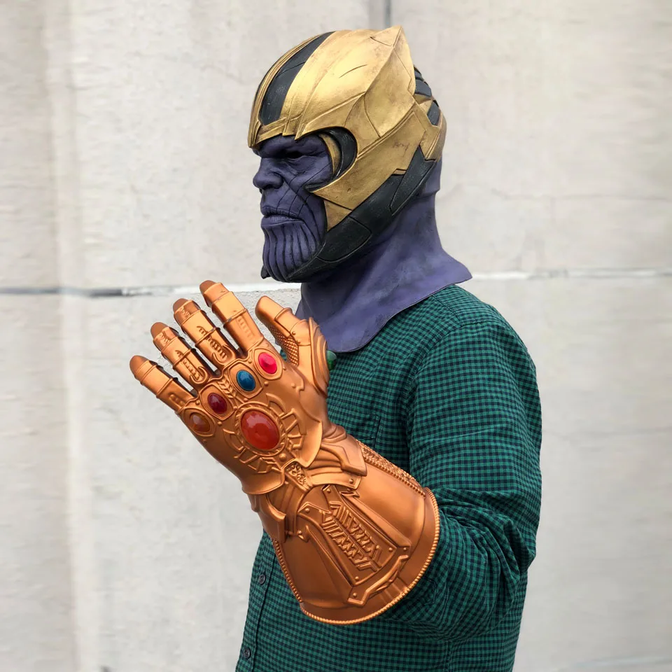 Маска Таноса супергероя Косплей латексный шлем Бесконечность рукавица Хэллоуин вечерние Роскошные реквизит