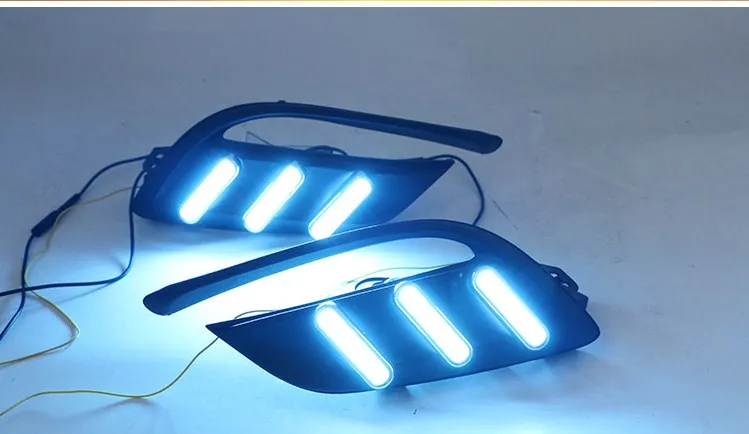 

Qirun led drl daytime running light for mazda 3 Axela 2017 with Dynamic moving yellow turn signal and blue night running light
