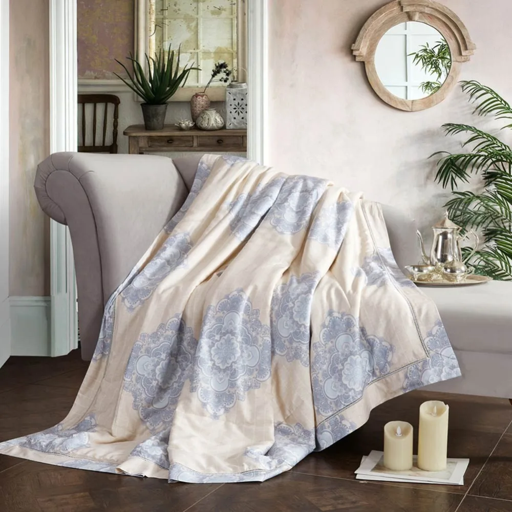 

2019 Mandala Bohemian Beige Quilting Quilt Soft Stitching Modal Artificial Silk Polyester Filler Queen King Summer Comforter