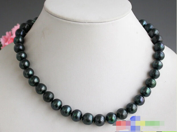 

Free shipping >>>>>>p2891 luster AA++ 17" 12mm ROUND BLACK FRESHWATER PEARL NECKLACE 925SC