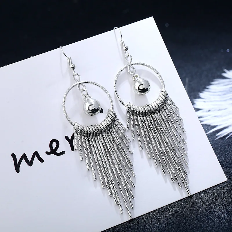 Fashion Vintage Swing Earrings for Women Jewelry Shiny Tassel Earring Long Drop Dangle Earring 2044