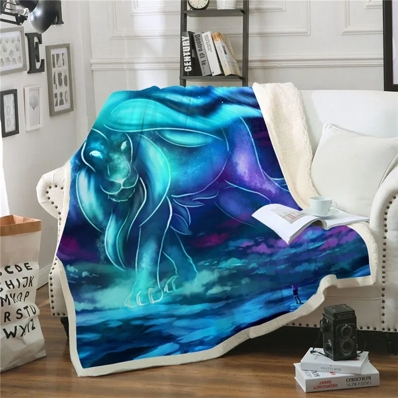 

Lion Animal 3D Print Fleece Throw Blanket Animal Popular Sherpa Blanket Travel Office Bedspread Plush Blanket Anime Quilts