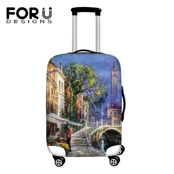 FORUDESIGNS/аксессуары, Защитные чехлы для багажа, 3D, Европейский пейзаж, картина маслом, узор, чемодан, чехлы, дождевик, водонепроницаемый чехол - Цвет: HM7163