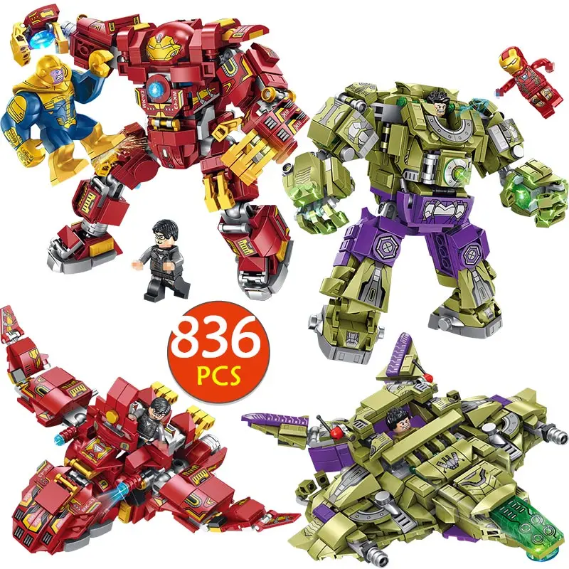 

836pcs Toys For Boys Super Heroe Avengers Infinity War Iron Man Hulk Bricks Compatible Legoingly Combat Hero Building Blocks