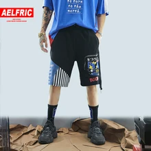 AELFRIC модные Лоскутные молнии карман повседневные короткие мужские летние Харадзюку негабаритных джоггеры по колено карго шорты Уличная