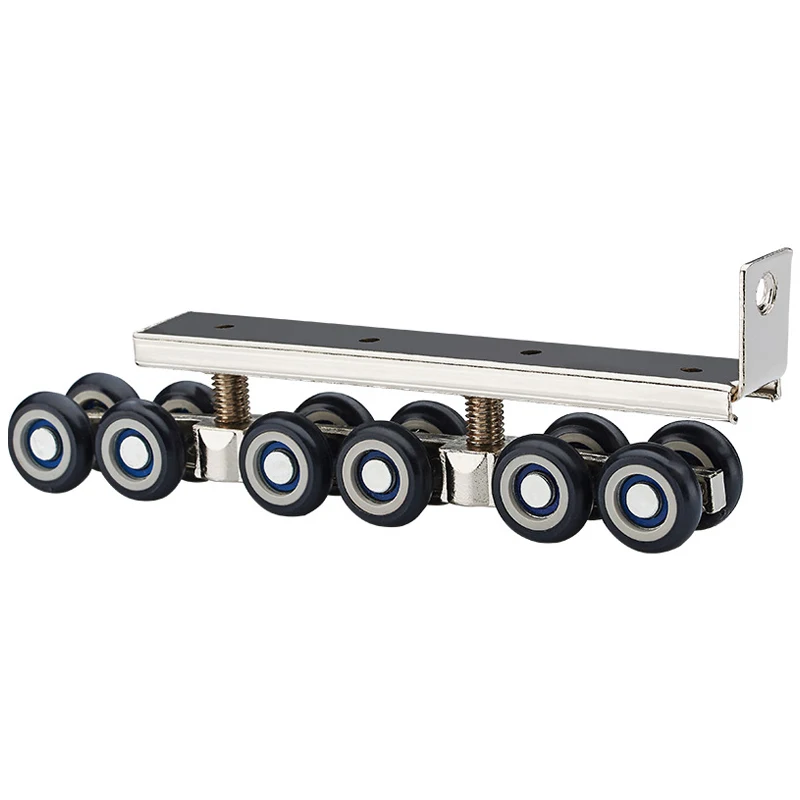 1 пар/уп. холоднокатаная сталь для раздвижной деревянной двери шкаф аппаратный комплект двери колеса роликов 12 колес ролики для вешалки - Цвет: Black and sliver