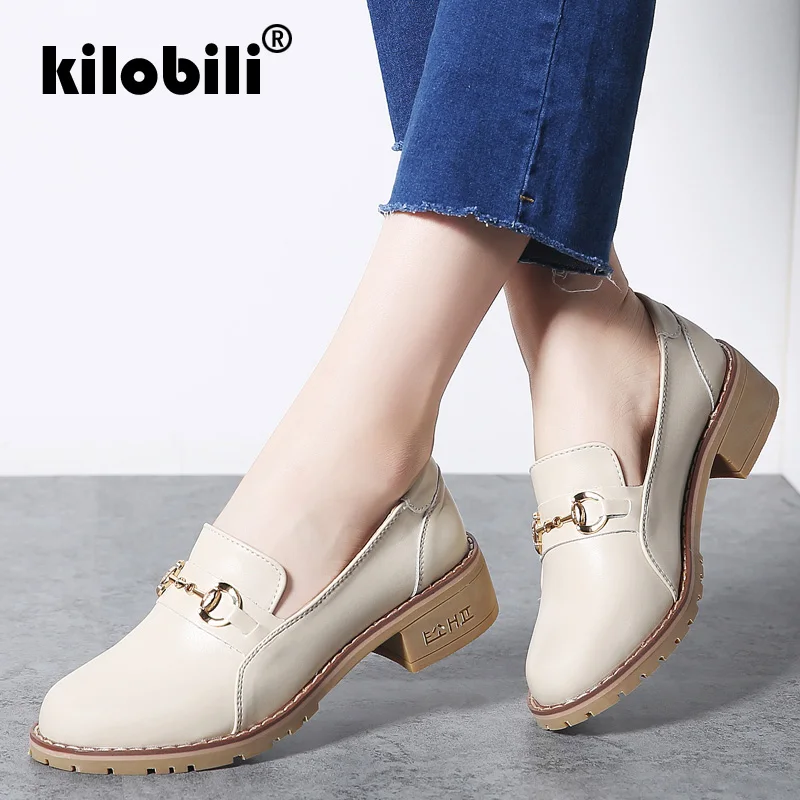 Kilobili 2019 Весна туфли-оксфорды женские из искусственной кожи слипоны туфли лодочки