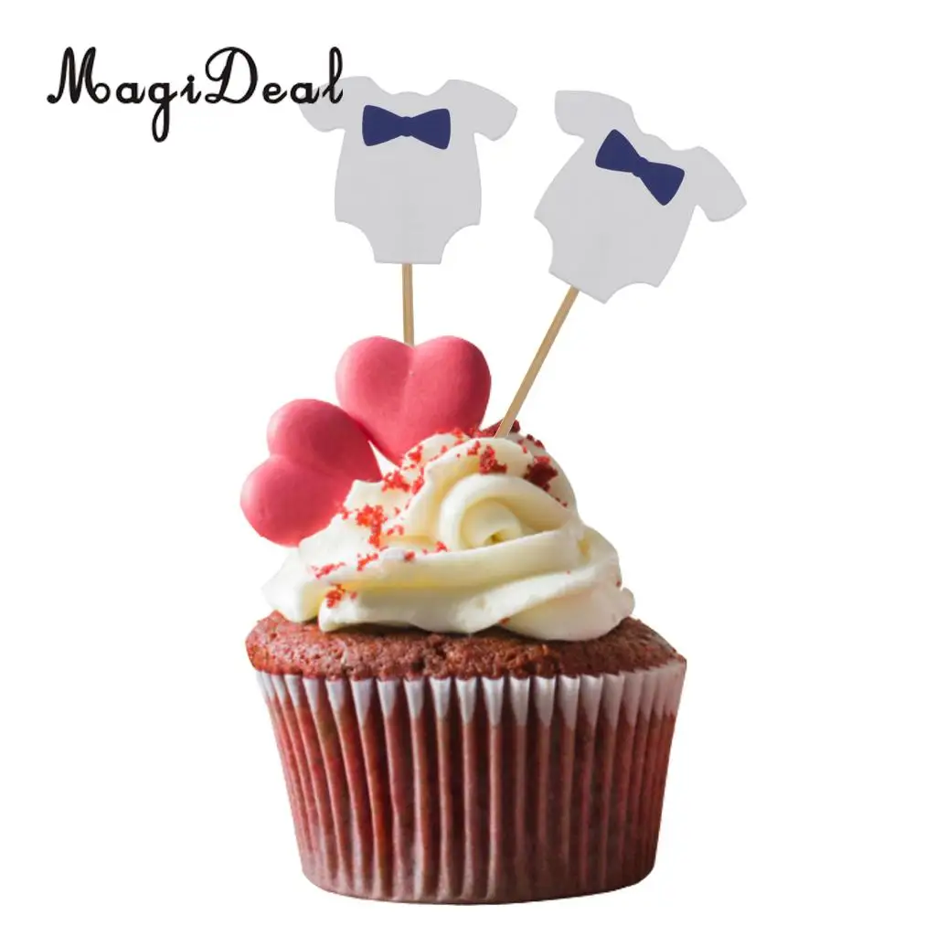 MagiDeal 10 Pcs/Lot Baby Clothes Cupcake Topper Cake Picks Kids Boy Girls Baby Shower Birthday Party Cake Decoration
