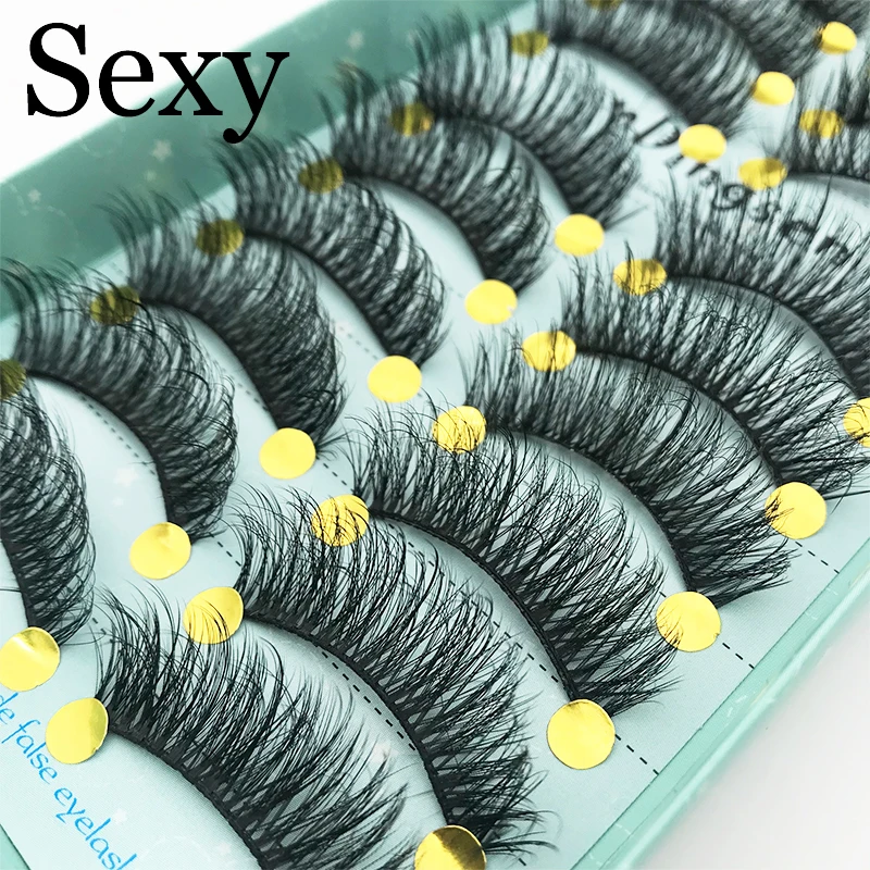 

10 Pairs Handmade 3D Soft Faux Mink Hair False Eyelashes Crisscross Wispy Fluffy Lashes Extension Eye Makeup Tools #3D-84