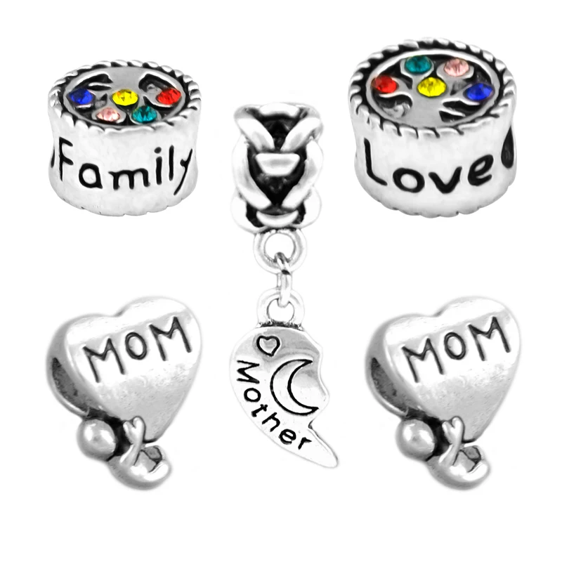 Посеребренные Семья дерево детское Love MOM (Я люблю маму) Очаровательные бусы
