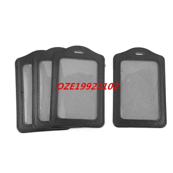

Office School Faux Leather Business ID Card Badge Holder Pouch Case Black