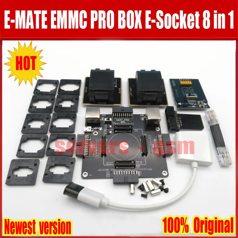 Новые оригинальные E-MATE коробка памяти на носителе EMMC BGA 8 IN1 Поддержка BGA100 136 168 153 169 162 186 221 529 254 для легкий JTAG плюс UFI коробка центробежный насос