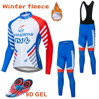 

Men Winter Thermal Cycling Clothing 2018 New FDJ Long Sleeve Cycling Jersey Set Ropa Ciclismo MTB Bike Maillot Bicycle Wear