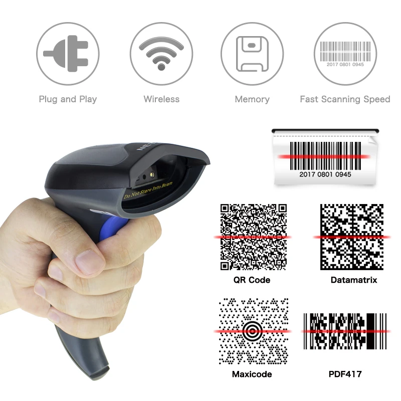 Milestone MHT W8 2D Wireless QR Barcode Scanner PDF417 Bar Code Reader Wireless CCD 2 4GHz 5