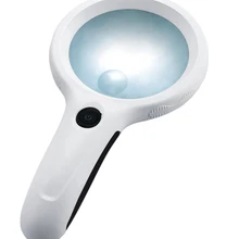 10X Ручной Лупа с ручкой 8LED противоскользящее увеличительное стекло с определением фальшивых купюр лампа питание от 3 батареек AAA