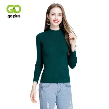 

GOPLUS 2020 Fashion Winter Solid Turtleneck Knitted Sweater Women Long Sleeve Basic Elasticity Pullover Lady Slim Sweater Female
