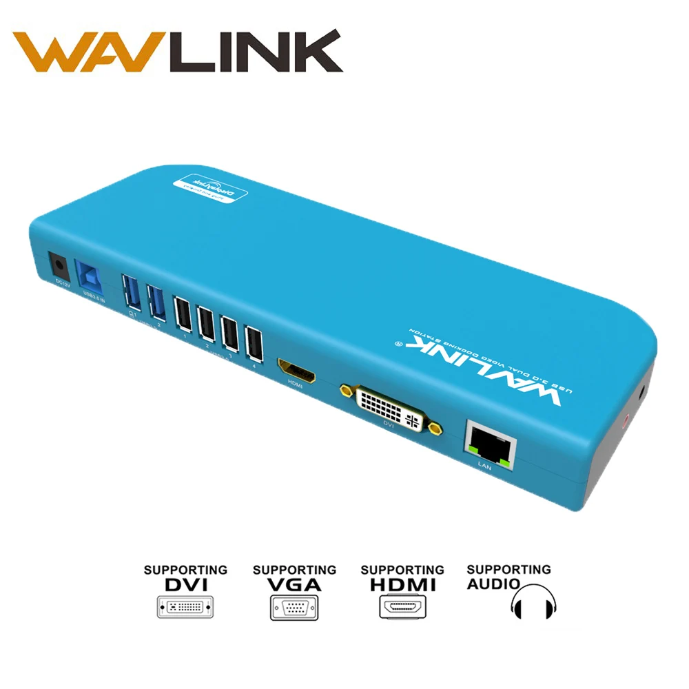 

Wavlink Multifunction USB3.0 Universal Docking Station Dual Video Display HDMI/DVI/VGA 1080P Gigabit Ethernet for Mac OS Windows