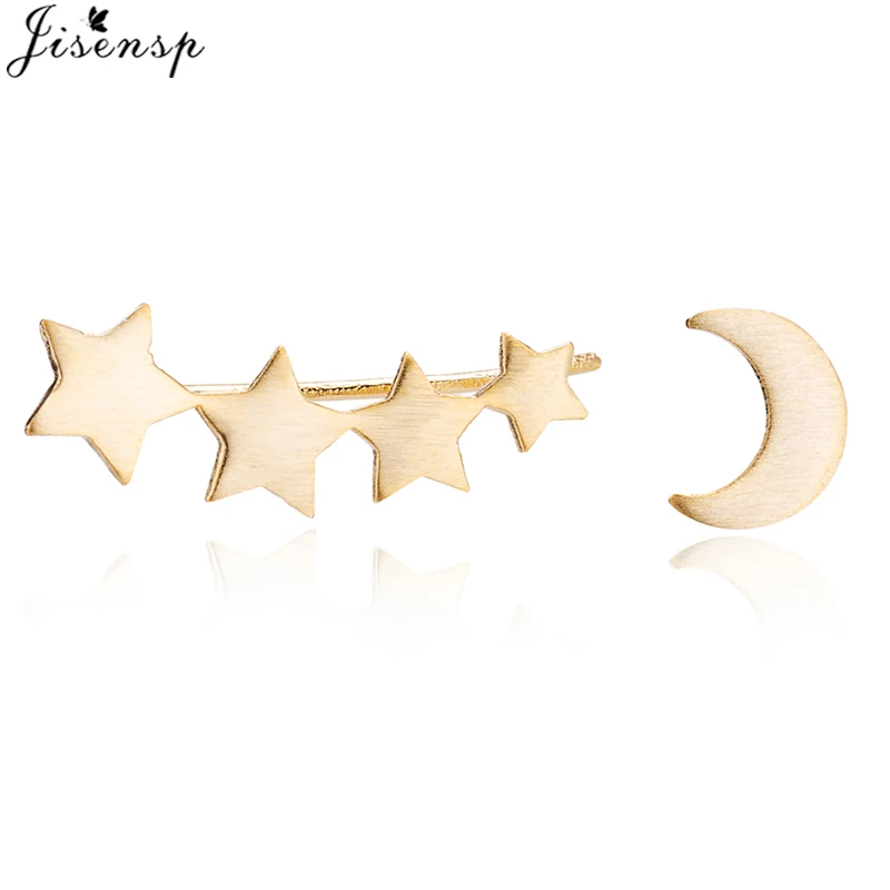 

Jisensp Cute Design Stars and Moon Earrings for Women New Fashion Crescent Moon Stud and Stars Earring boucle d'oreille femme