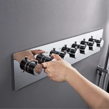 Bathroom Shower Valve Mixing Big Water Flow Shower Faucets 6 Ways Thermostatic Brass Diverter Valves Shower Controller Chrome Bathroom Shower Valve Mixing Big Water Flow Shower Faucets 6 Ways Thermostatic Brass Diverter Valves Shower Controller Chrome