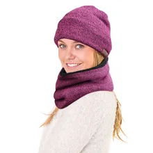 OZERO женская шапка Зимняя Вязаная Шапка Лыжная теплая круглый Снуд 2 в 1 модная флисовая шапка с черепом для мужчин и женщин