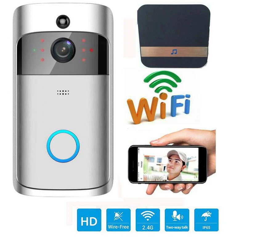 Wifi дверной Звонок камера Смарт Wi-Fi видеодомофон дверной звонок видео Звонок для квартиры ИК сигнализация беспроводной цветной объектив камера безопасности