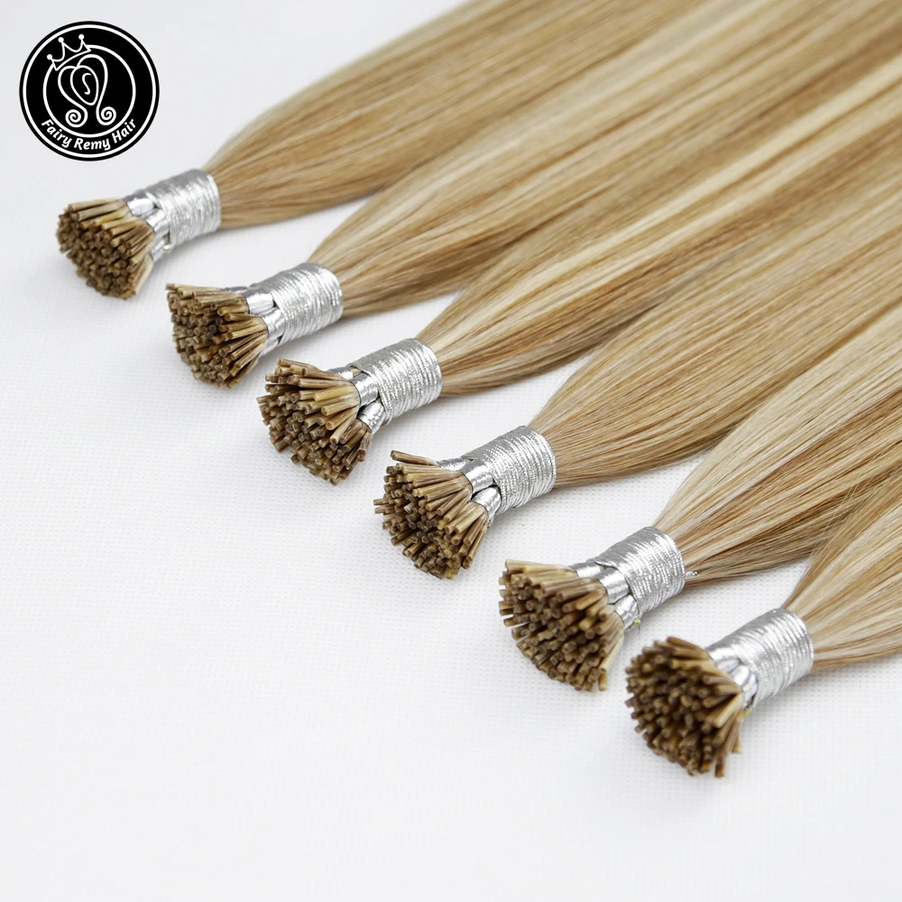 Stick I Tip extensiones de cabello humano caliente de fusión de la cutícula completa pelo europeo Piano Color P8/16/60 de hadas pelo Remy 0,8 g/s 16 \