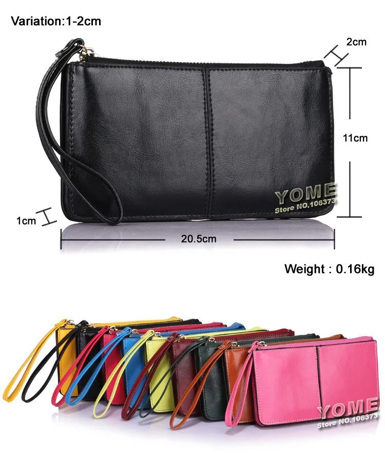 Hot! Fashion Europe Bags Women Handbag Candy Colors Wristlet Oil Wax Genuine Leather Evening Day Clutches Purse Wallet,CN-1366