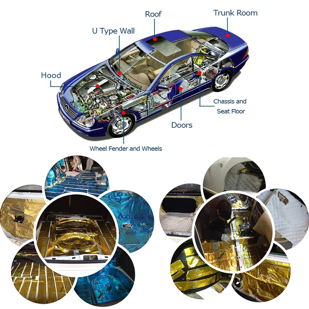 78,74 мил 4,3 sqft бутиловый звукопоглощающий коврик самоклеящийся Автомобильная теплоизоляция и увлажнение шума мертвеца