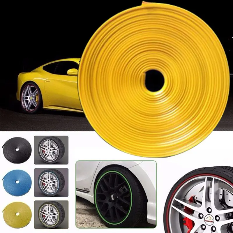 JDM BLUE Wheel Hub Rim Edge Guard Trim Sticker Protector Ring Tire Rubber Strip