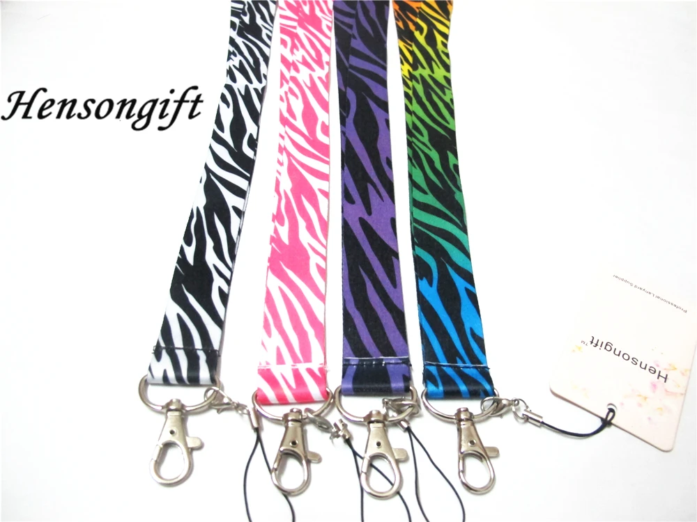 Hensongift One PC розовый/черный/белый Zebra Key Lanyard Cheetah нагрудные опознавательные Значки для идентификации владельцев животных полосой телефон шеи ремни