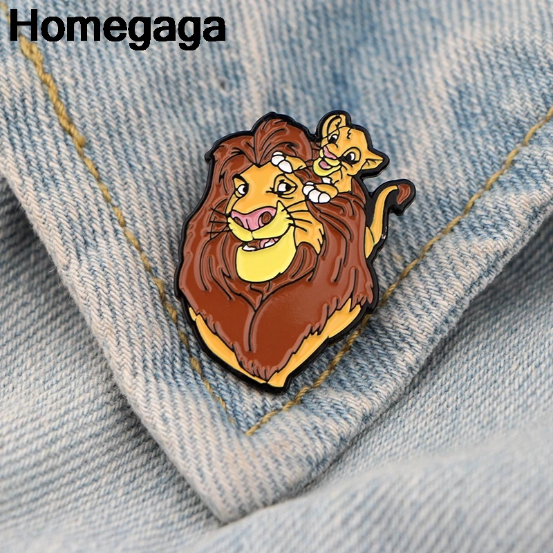 Homegaga Король Лев мультфильм Металл цинк эмаль булавки трендовые медаль рюкзак рубашка одежда сумка броши значки для мужчин и женщин D2203