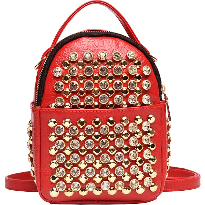 

Punk Style Mini Women Backpack Camouflage Pattern Diamonds Backpacks for Teenage Girls PU Leather Over Shoulder Bags 131