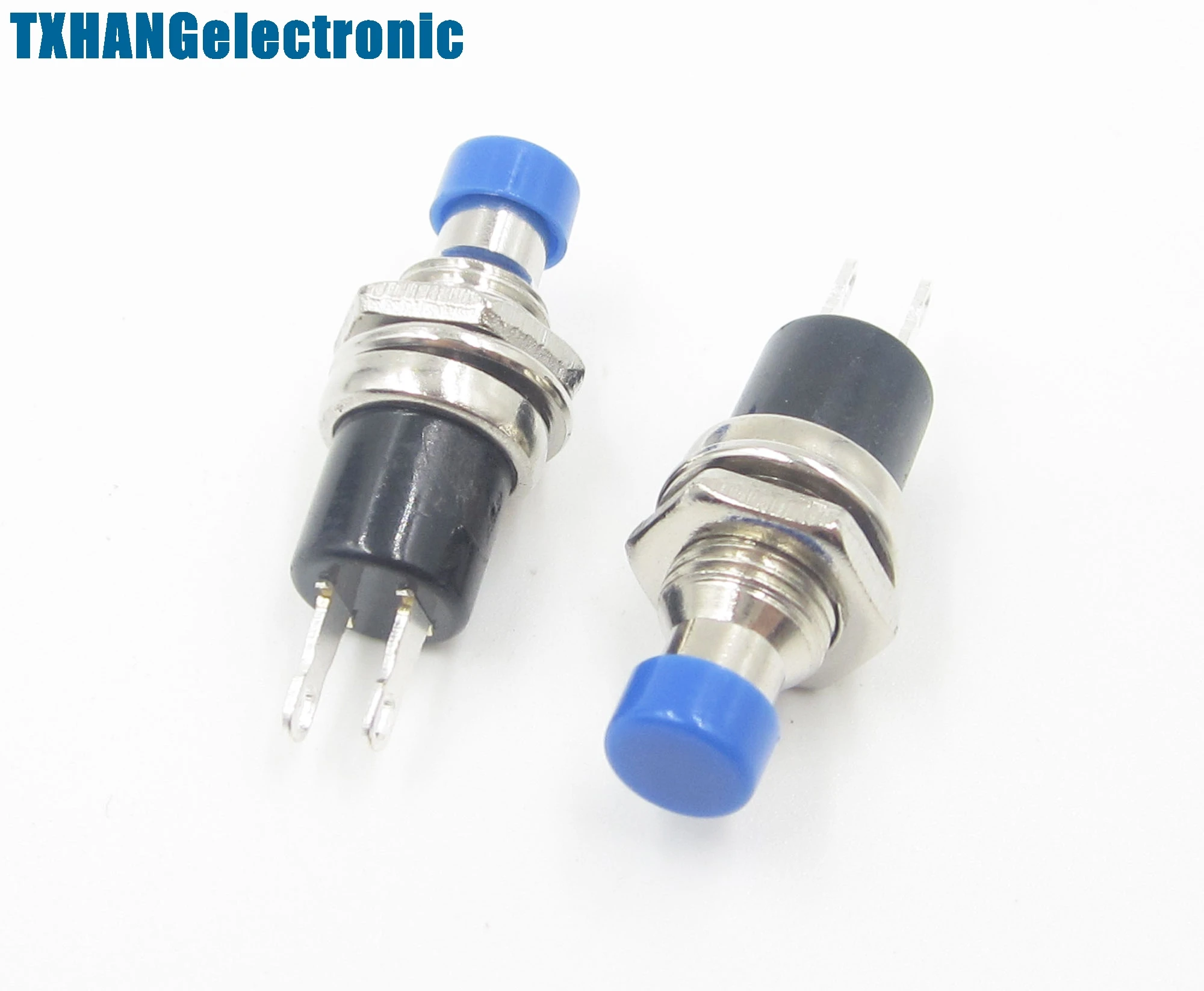 

5PCS Blue Lockless ON/OFF Push button Switch Press the reset switch PBS-110