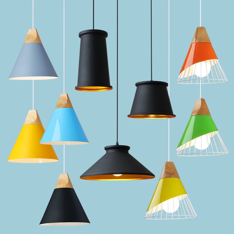 

6PCS Three creative Nordic chandeliers restaurant light led modern minimalist bar lamp aluminum industrial wind