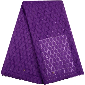 

2019 Purple French Net Lace Fabrics High Quality Nigerian Lace Fabrics Bridal African Mesh Lace FabricsWith Stones 5YardsA1519