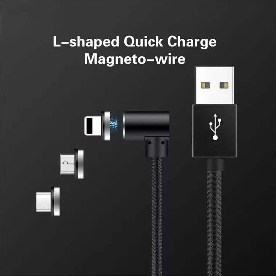 

L-Line Magnetic Charging Cable ,90 Degree LED Cable for iPhone X 8 7 6 Plus & Micro USB Cable & USB Type-C USB C Cable