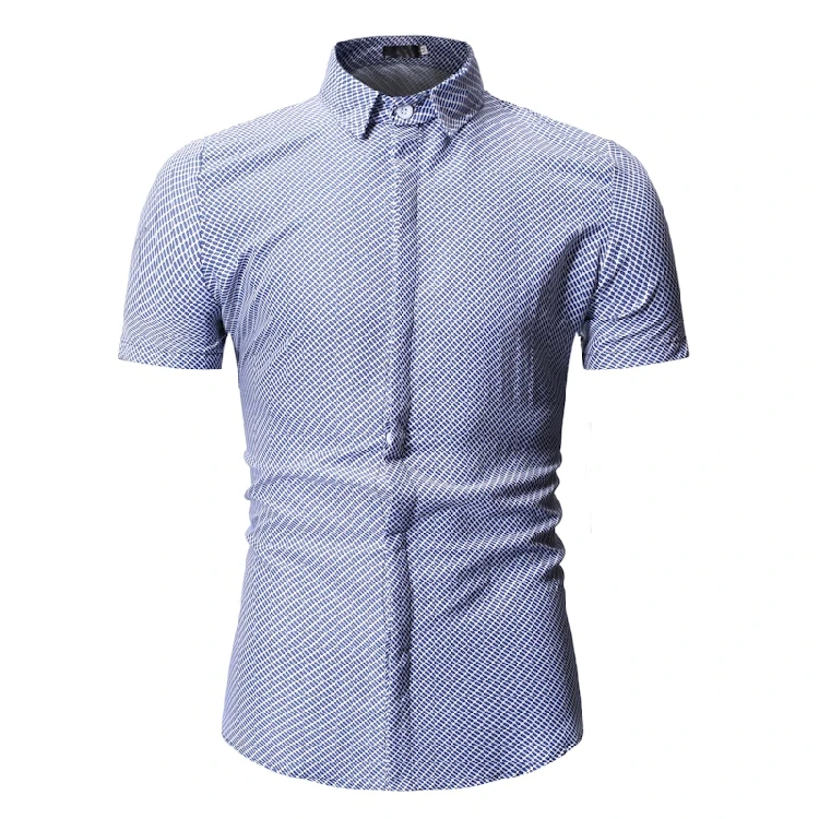 

MarKyi 2019 brand dot print mens summer short sleeve shirts plus size casual mens shirts patterned printed