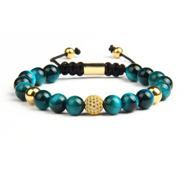 Beaded Bracelet with Natural Blue & Rose Tiger Eye