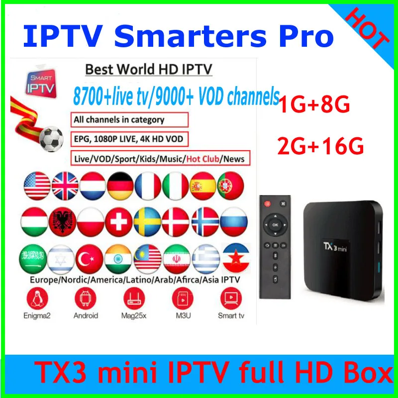

TX3 IPTV Subscription 8700+IPTV full HD Europe Arabic Germany UK French Italian Spain Sweden Indian Albania Thailand Turkey USA